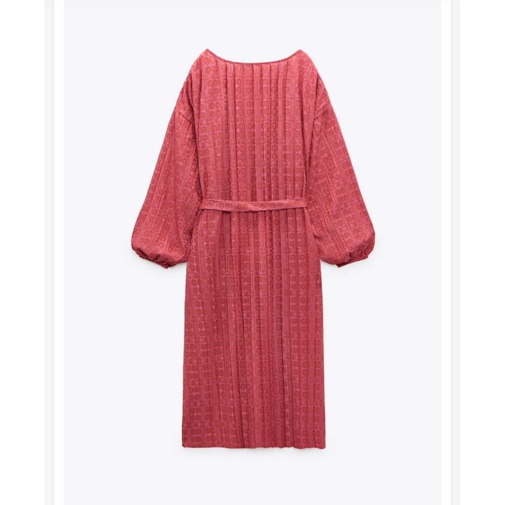 Zara Jacquard V-Neck Midi Dress M NWT - Picture 4 of 10